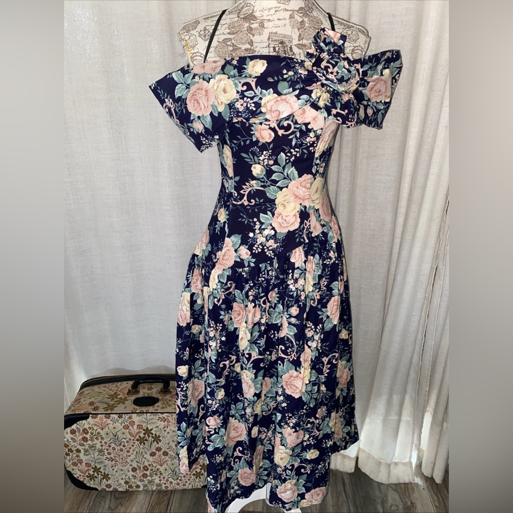 Vintage 1990s Jessica McClintock Gunne Sax Dress Floral Southern Belle Cottage 5